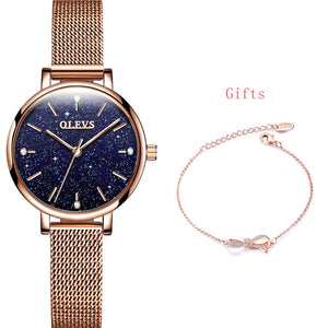 OLEVS Rose Gold Starry Sky Quartz Watch - 200363144 Steel-Purple Dial / United States Find Epic Store