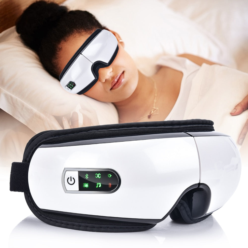 Smart USB Rechargeable Electric Eye Massager Air Pressure Hot Compress Massage Glasses Foldable Bluetooth Music Eyes Massage - 201228503 Find Epic Store