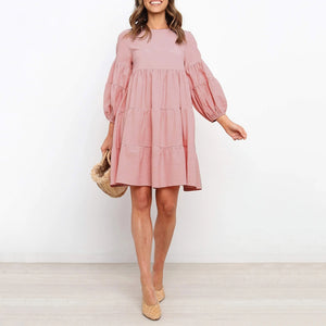 Cotton linen Slid Color Dress - Pink / S / United States Find Epic Store