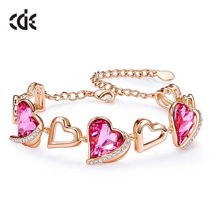 Women Gold Bracelets Embellished With Crystals Heart Angel Wing Jewelry Chain Bracelets Bangles Jewelry - 200000147 Pink Gold / United States Find Epic Store