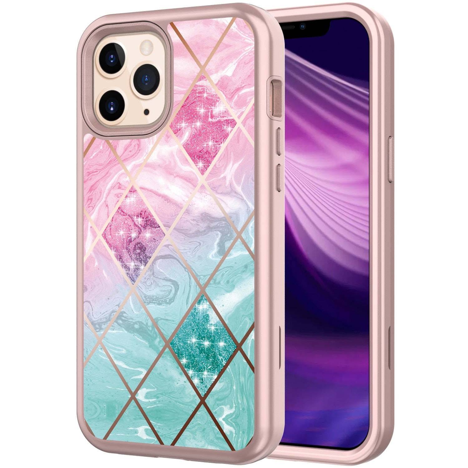 Glitter Marble Case For iPhone 12 Pro Max Case, WEFOR Flowers Hard Back Cover Matte Anti-fall Shockproof Case for iPhone 12 mini - 380230 Find Epic Store