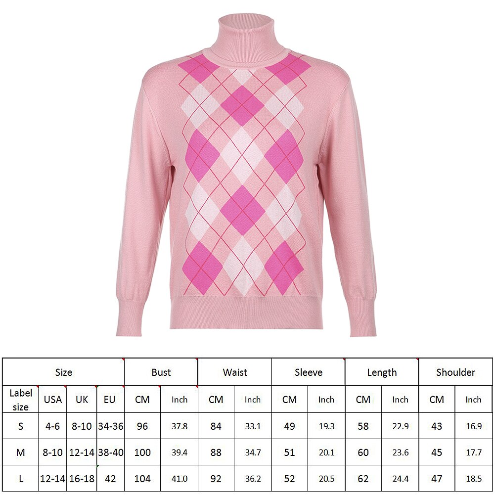 Argyle Long Sleeve Ribbed Knitted Sweater - 201240203 S / United States / Pink Find Epic Store