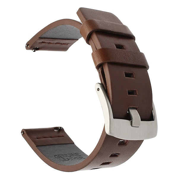 20 22mm Watch Band for Samsung Galaxy Active Genuine Leather Watchband Gear s3 Gear Sport Watch Band Strap Steel Buckle - 200000127 United States / silver brown / 18mm Find Epic Store