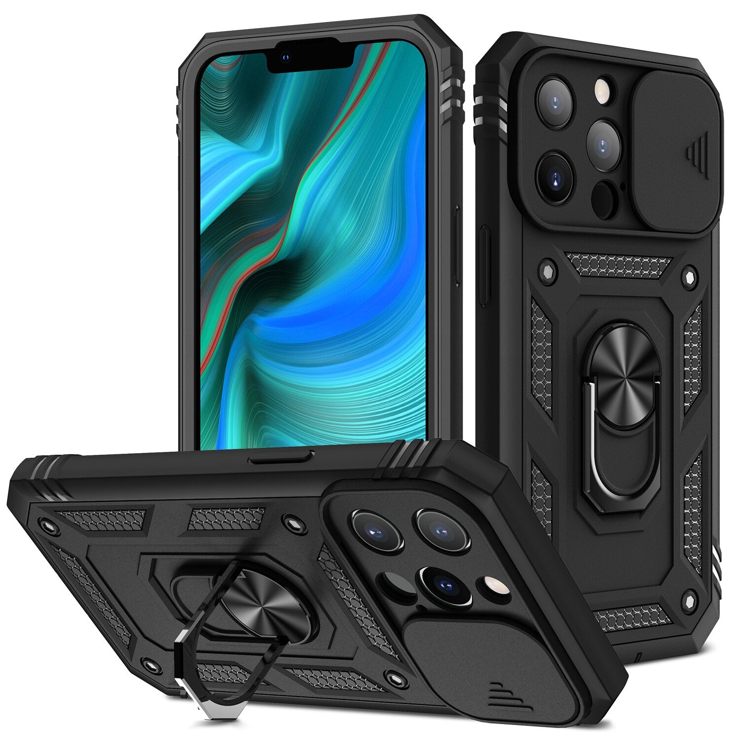 Case for iPhone 13 Pro Max 13 Pro Case with Magnetic Ring Kickstand and Camera Cover, Military Grade Shockproof Protective Case - 0 for iPhone 13 ProMax / black / United States Find Epic Store