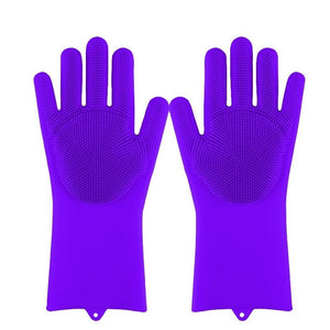 Magic Silicone Multi Purpose Washing 1Pair Gloves - purple / China Find Epic Store