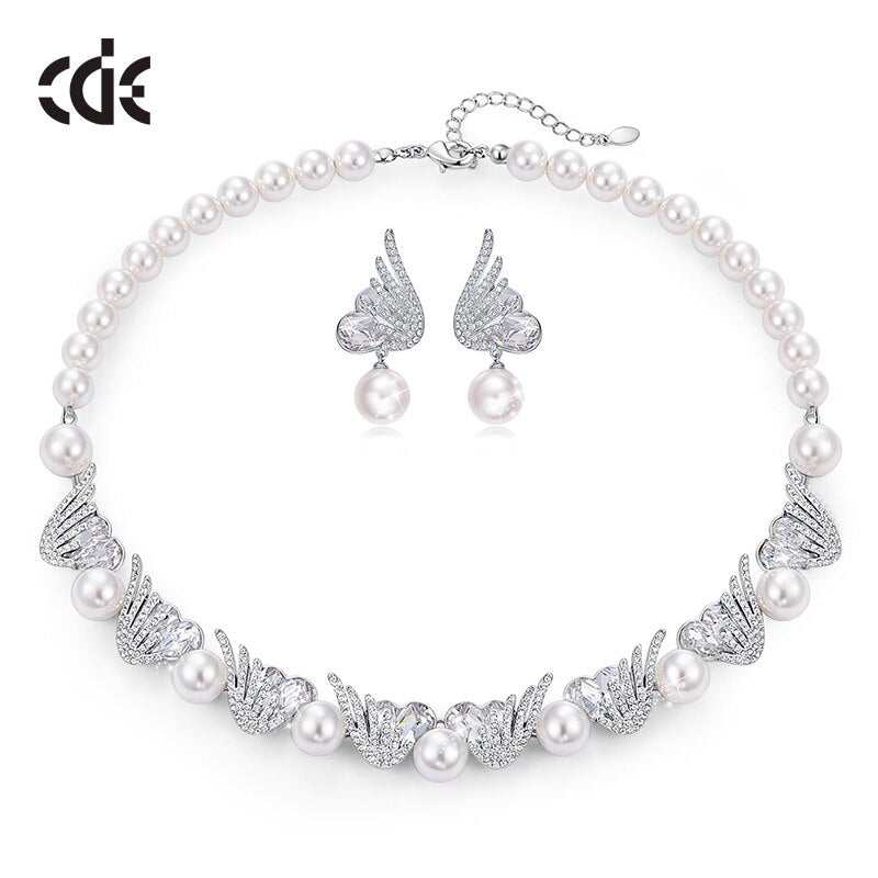 Wedding Jewelry Set with Heart Crystals and Pearls - 100007324 Find Epic Store