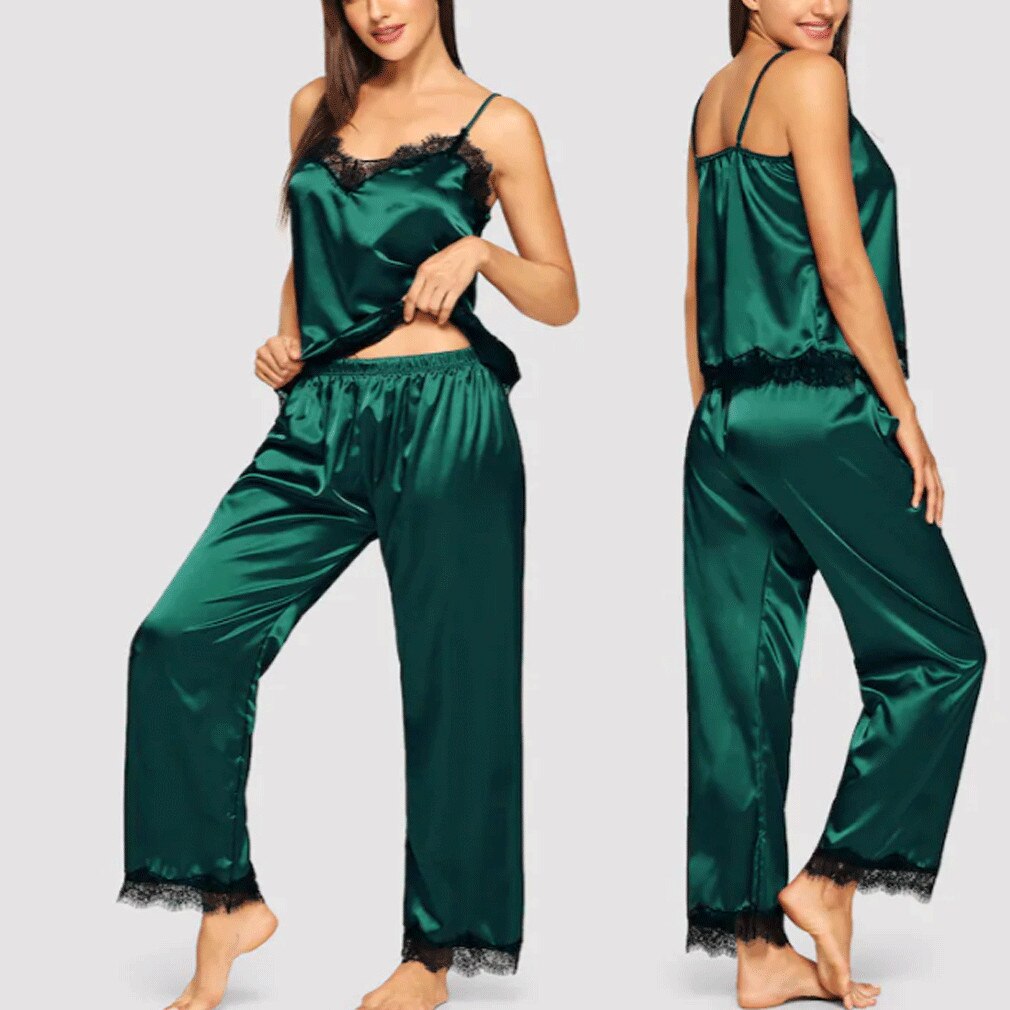 Women Sexy Silk Satin Sleepwear Lingerie - 200001904 green / S / United States Find Epic Store