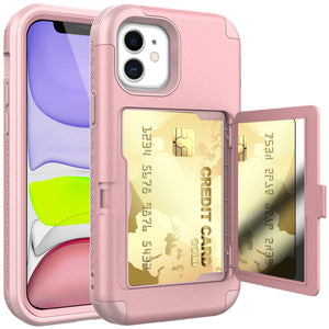 For iPhone 12 mini Pro Max Case With Wallet Card Hidden Credit Card Cover For iPhone 12 Pro Max with mirror Case for iPhone 12 - 380230 For iPhone 12 Mini / Pink / United States Find Epic Store