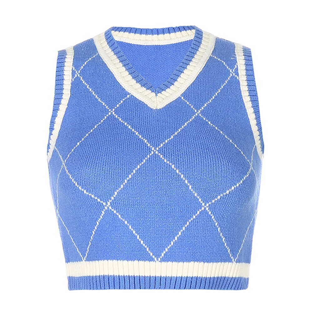 Argyle Plaid Knitted Sweater - 201235102 Find Epic Store