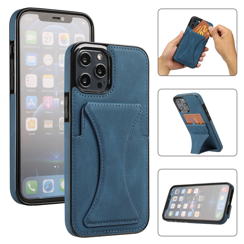 iPhone 7/7 Plus/8/8 Plus/X/XR/XS/XS Max/SE(2020)/11/11 Pro/11 Pro Max/12/12 Pro/12 Mini/12 Pro Max Case - Slim Fit Premium Leather Card Slots with Kickstand Cover - 380230 for iPhone 7 / Blue / United States Find Epic Store