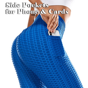 Butt Lifting Anti Cellulite Sexy Leggings for Women High Waisted Yoga Pants Workout Tummy Control Sport Tights - 200000614 Blue-with pockets / S / United States Find Epic Store