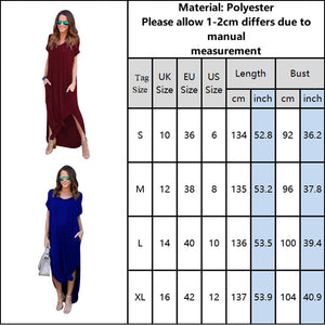 V Neck Side Pocket Slit Long Dress - 200000347 Find Epic Store