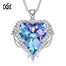 Women Silver Color Necklace Embellished with Crystals Necklace Angel Wings Heart Pendant Valentines Gift - 200000162 Purple / United States / 40cm Find Epic Store