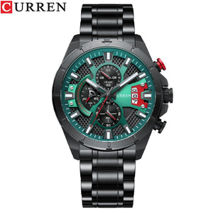 Top Brand Luxury Fashion Watches Men's Casual Quartz Wristwatch Business Watch Men Stainless Steel Waterproof Male Clock - 0 black green Find Epic Store