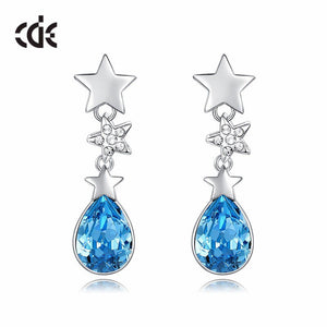 New Trendy Star Drop Earrings with Blue Crystal from Swarovski Water Drop Fashion Women Earrings Jewelry Christmas Gift - 200000168 Silver / United States Find Epic Store