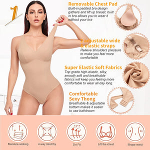 Slimming Underwear Bodysuit Jumpsuit Body Shaper Waist Trainer Corset Shapewear Top with Padded Bra Postpartum Recovery - 0 Find Epic Store
