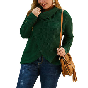 4XL Turtleneck Plus Size Irregular Knitted Pullover - 200000373 Green / XL / United States Find Epic Store