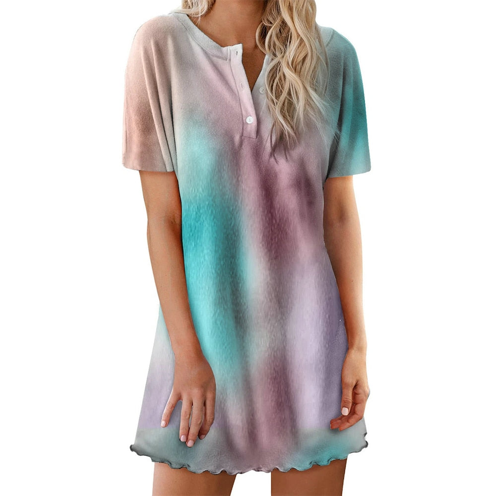 Tie dye Short Sleeve Dress - 200000347 Find Epic Store