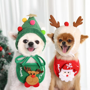 Dog Scarf Bandana Cotton Washable Christmas Dog Scarf Bow Tie Cute Santa Triangular Bibs Pet Cat Dog Accessories - 0 Find Epic Store