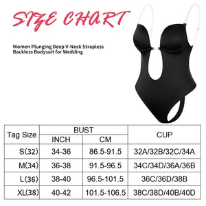 Women Plunging Deep V-Neck Strapless Backless Bodysuit Seamless Thong Full Body Shapewear for Wedding Party - 0 Find Epic Store