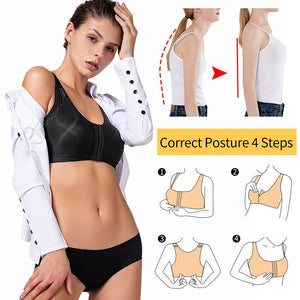 Women's Back Support Posture Corrector Full Coverage No Padded Slim Wireless Tops Chest Lifter Breast Shapewear Front Closure - 31205 Find Epic Store
