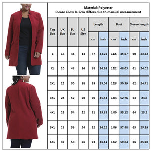 Plus Size Solid Color Stand Collar Wool Coat - 200001907 Find Epic Store