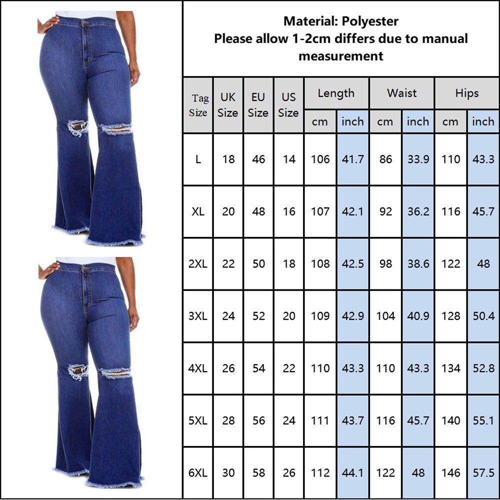 6XL Plus Size Ripped Hole Jeans High Waist Denim - 200000361 Find Epic Store