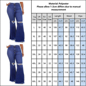 6XL Plus Size Ripped Hole Jeans High Waist Denim - 200000361 Find Epic Store
