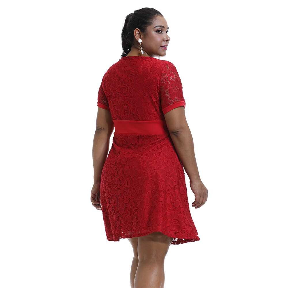 6XL Plus Size Elegant Lace Sleeve Dress - 200000347 Find Epic Store