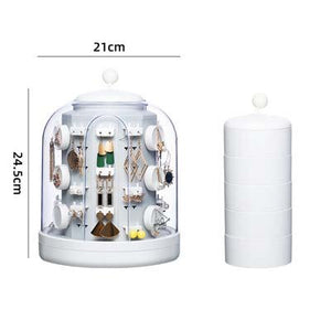 360 Rotating Jewelry Organizer Cosmetic Storage Box Earring Necklace Display Transparent Makeup Desktop Organizer For Woman - 200001479 United States / C-White Find Epic Store