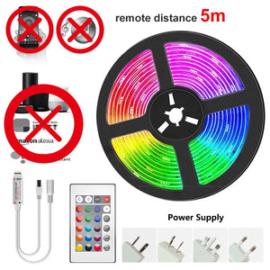 WIFI LED Strip Lights Bluetooth RGB Led light 5050 SMD 2835 Flexible 30M 25M Waterproof Tape Diode DC WIFI 24K Control+Adapter - 0 IR control / 5050 Waterproof / 5M Full set|United States Find Epic Store