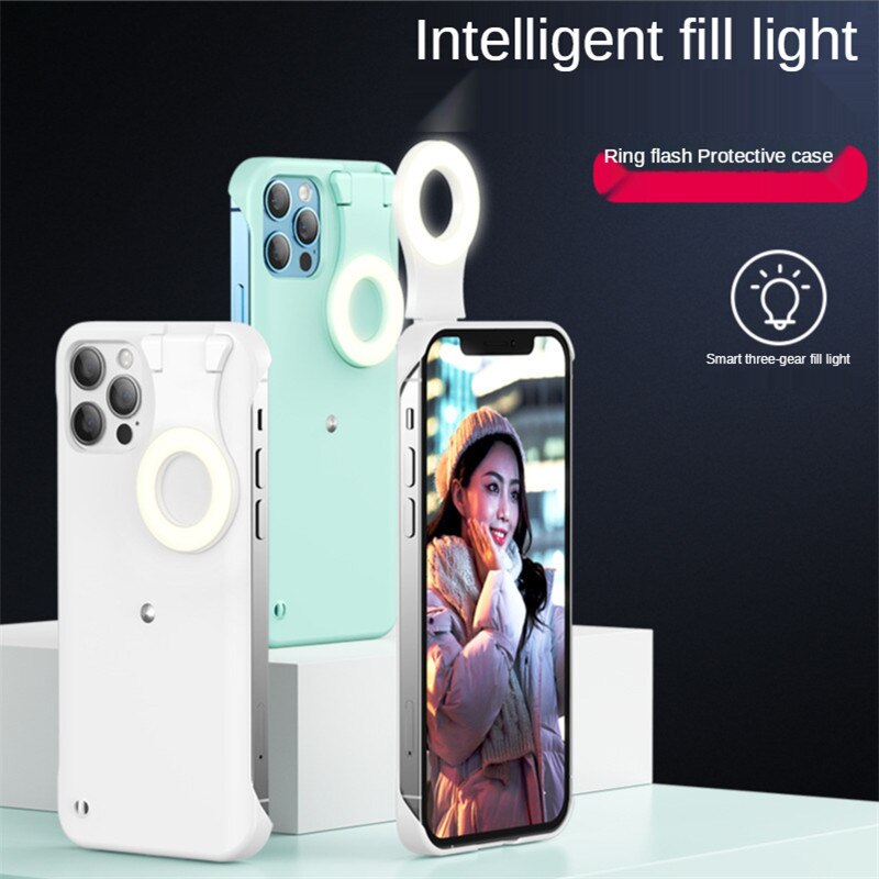 Fill Light Selfie Beauty Ring Flash Phone Case Capa Stable Shell Perfect for iPhone 12 Mini 12 11Pro Max Glow Cover Taking Photo - 0 Find Epic Store