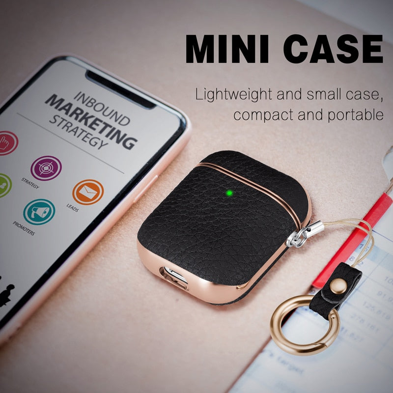 For AirPods 1/2 Apple AirPod Earphone Cases Business Accessories Cute luxury leather Protector Cover lychee for AirPods 2 1 Case - 200001619 Find Epic Store