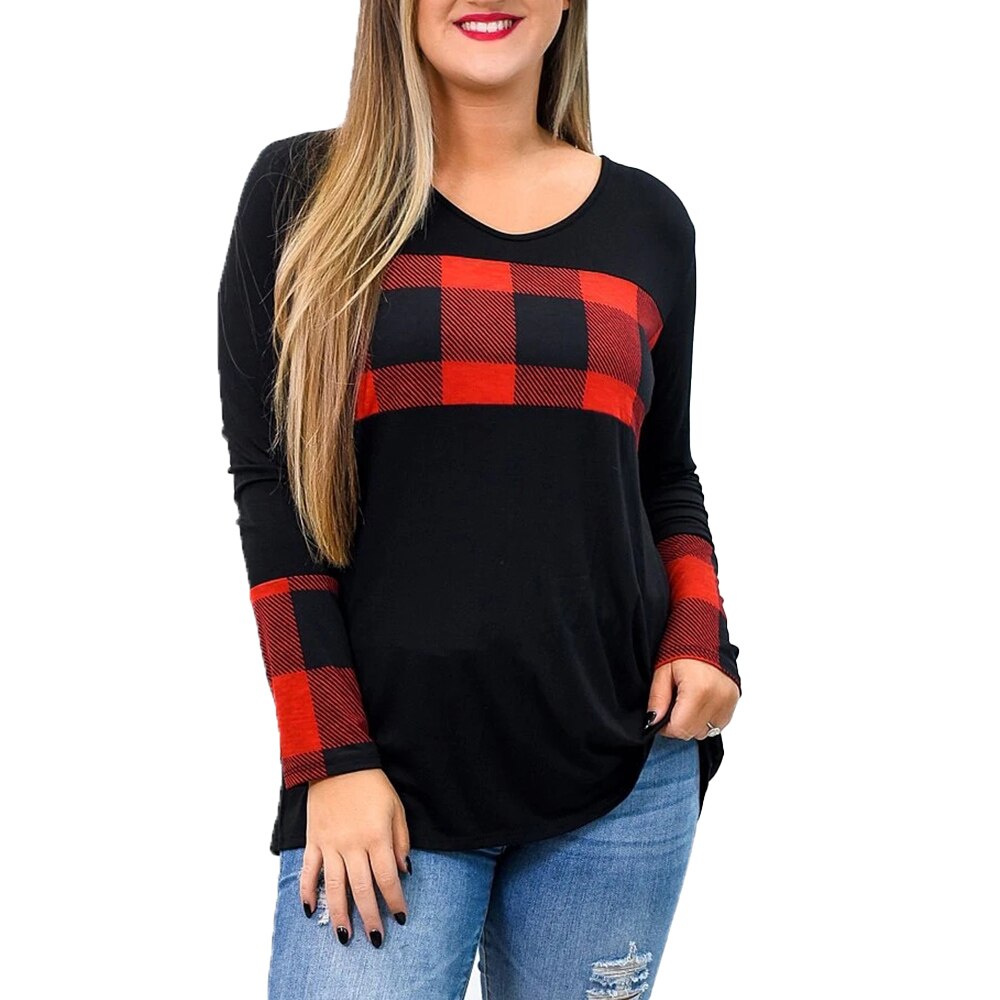 Red Plaid T shirt Plus Size Vintage Patchwork T-shirt - 200000791 Find Epic Store