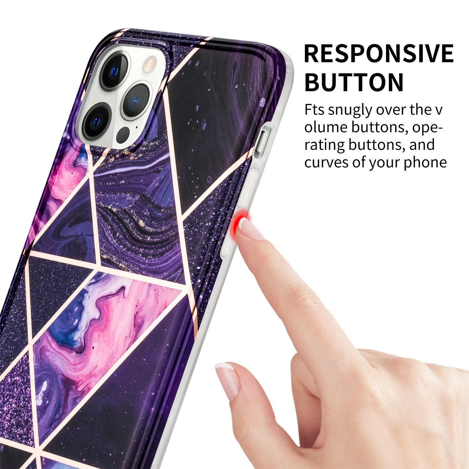 For iPhone 12 Pro Max Case Marble Slim Fit Bling Glitter Sparkle Bumper Foil Stripe Thin Cute Design Glossy Finish Soft TPU - 380230 Find Epic Store