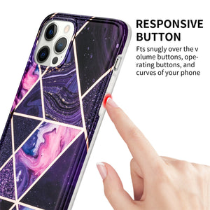 For iPhone 12 Pro Max Case Marble Slim Fit Bling Glitter Sparkle Bumper Foil Stripe Thin Cute Design Glossy Finish Soft TPU - 380230 Find Epic Store