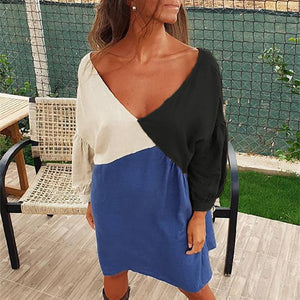 2021 Women Elegant Dress Lady Clothes Spring Long Sleeve V Neck Straight Baggy Mini Dress Clothing For Female vestido mujer Q30 - 200000347 Find Epic Store