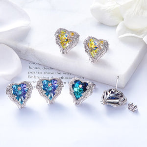 Fashion Brand Earrings Embellished with Blue Crystal Heart Earrings - 200000171 Find Epic Store