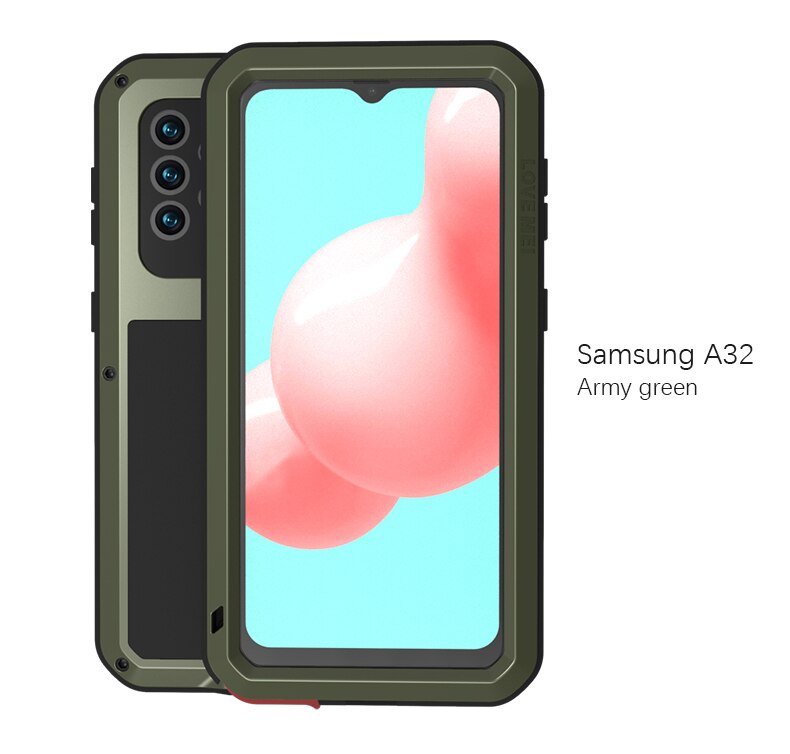 Samsung Galaxy A32, Aluminum Metal Gorilla Glass Shockproof Military Heavy Duty Case - 380230 for Galaxy A32 5G / Green / United States|NO Retail packaging Find Epic Store
