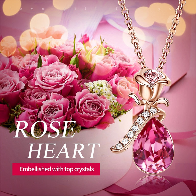 Rose Flower Pendant Necklace - 200000162 Find Epic Store