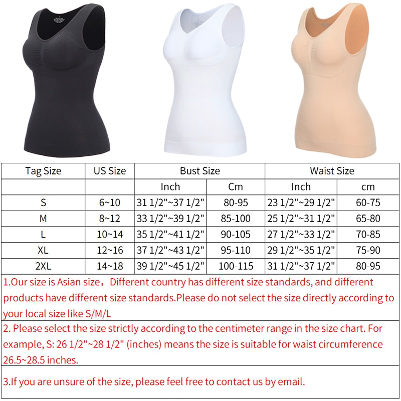 Shapers Slimming Tank Tops Women Tummy Control Shapewear Seamless Compression Camisole Body Shaper Waist Trainer Padded Corset - 31205 Find Epic Store