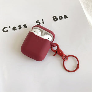 Silicone for Airpods Cases Cover Luxury Cute Airpods2 Earphone Protector Air Pods Accessories with Keychain for Airpods 2 1 Case - 200001619 United States / Wine red Find Epic Store