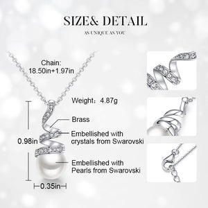 Original Design Embellished with Crystals White Pearl Geometric Pendant Necklace Jewelry for Wife Gift - 200000162 Find Epic Store