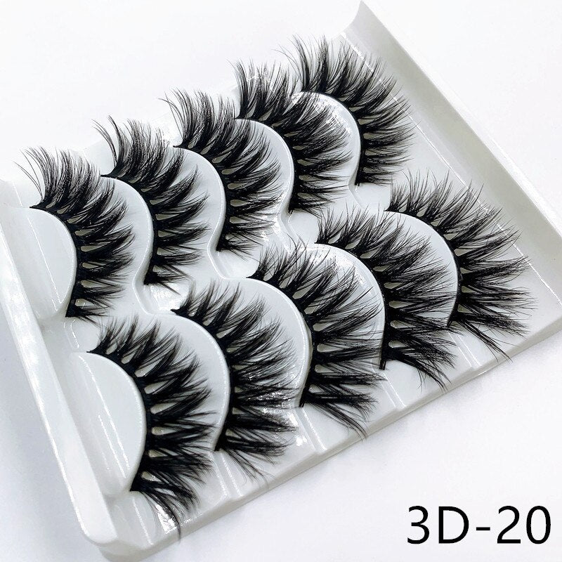 5 pairs 3d mink lashes handmade 3d lashes natural eye lashes makeup lashes extension - 200001197 3D-20 / United States Find Epic Store