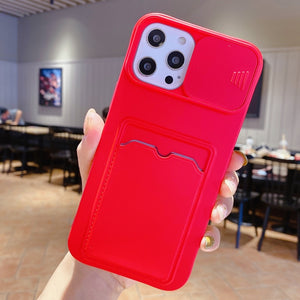 Red Color Case - Slide Camera Lens Protection With Card Holder Phone Cases for iPhone 11 12 Pro Max XS MAX XR 6s 7 8 Plus Credit Slot Back Cover - 380230 For iPhone 6 6s Plus / Red / United States Find Epic Store