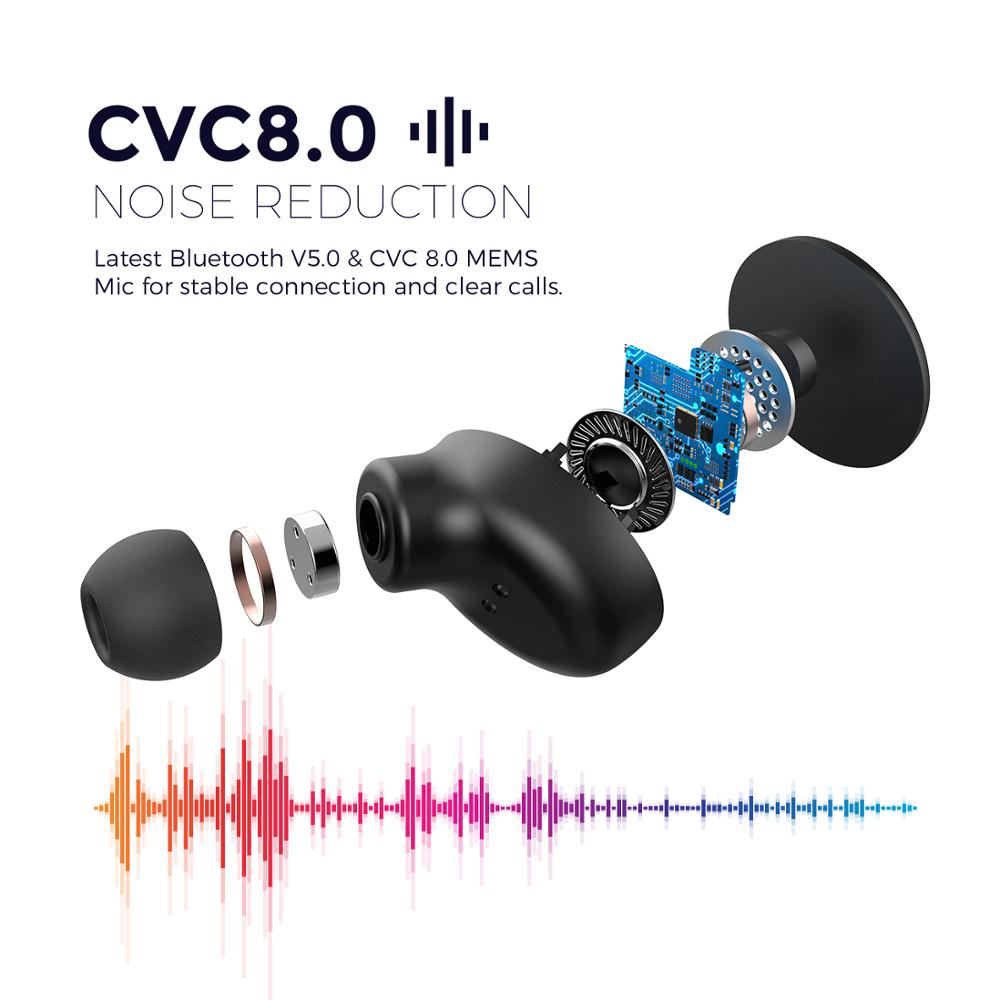EM16 Mini Bluetooth 5.0 Earphone Upgraded CVC8.0 Noise Reduction Earbud with Mic 10H Playing Time In-Ear Waterproof Headset - 63705 Find Epic Store