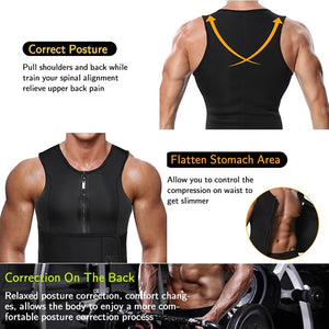 Neoprene Sauna Workout Suit Men Waist Trainer Corset Slimming Vest Zipper Body Shaper with Adjustable Tank Top Faja Shapewear - 0 Find Epic Store