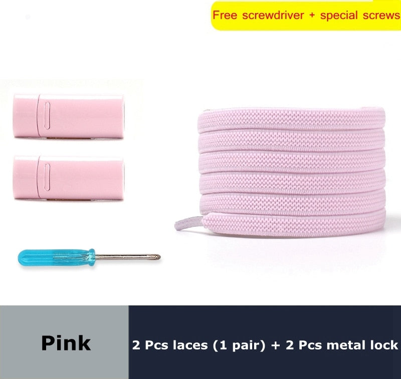 Magnetic Lock Elastic Shoelaces Flat Of Sneakers No tie Shoe Laces Metal locking Easy to put on and take off Lazy Shoelace - 3221015 Pink / United States / 100cm Find Epic Store