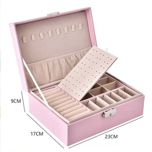 2021 New PU Leather Jewelry Storage Box Portable Double-Layer Packaging Box European-Style Multi-Function Winter Gift - 200001479 United States / Pink Find Epic Store