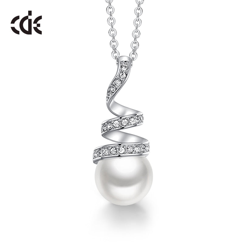 Original Design Embellished with Crystals White Pearl Geometric Pendant Necklace Jewelry for Wife Gift - 200000162 White / United States / 40cm Find Epic Store